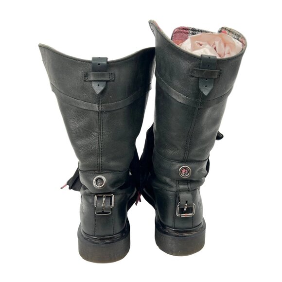 Dr. Martens Triumph Flannel Liner Leather Combat Boots - Picture 5 of 8